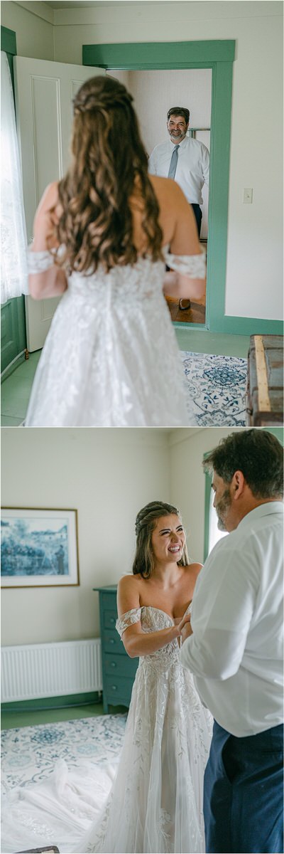 Dad and daughter see each other for Rachel Campbell Photography