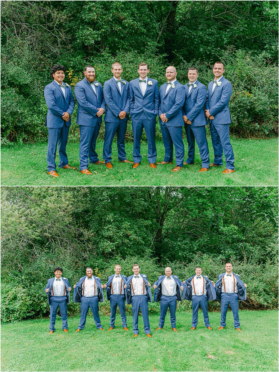 Groomsmen stand together at Harmony Hill Farm
