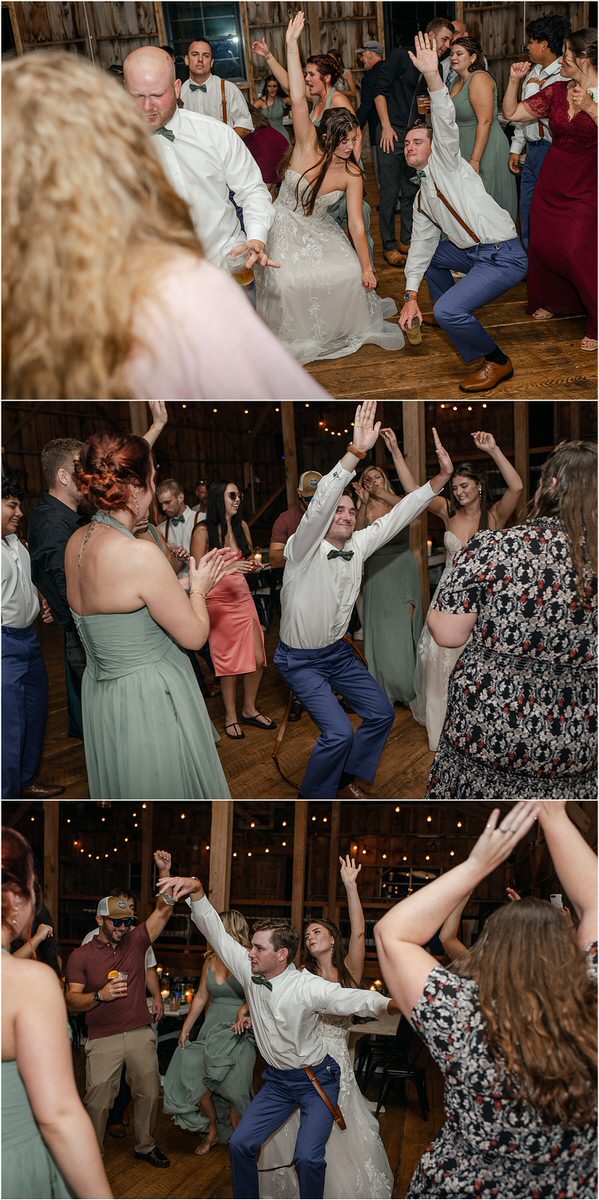 Family and friends celebrate with the happy couple at Harmony Hill Farm
