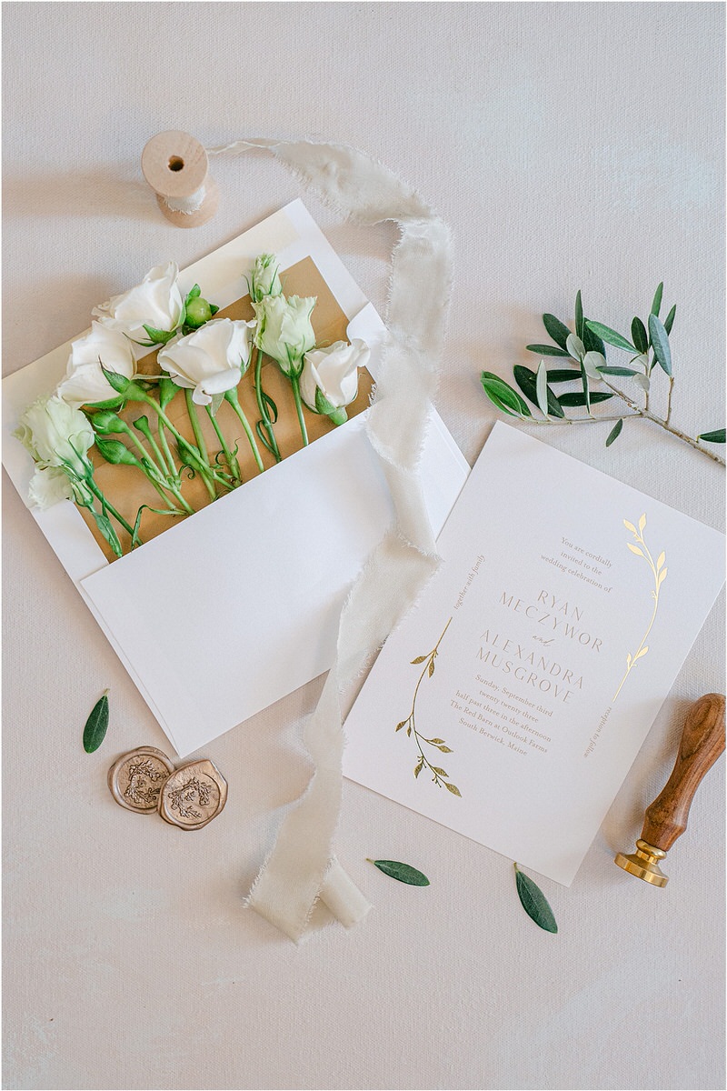 Stunning wedding invitation suite at The Red Barn at Outlook Farm